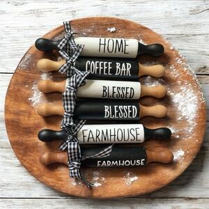 ⤵️🆕 Mini Rolling Pin, Farmhouse Mini Rolling Pins, Tiered Tray Decor.